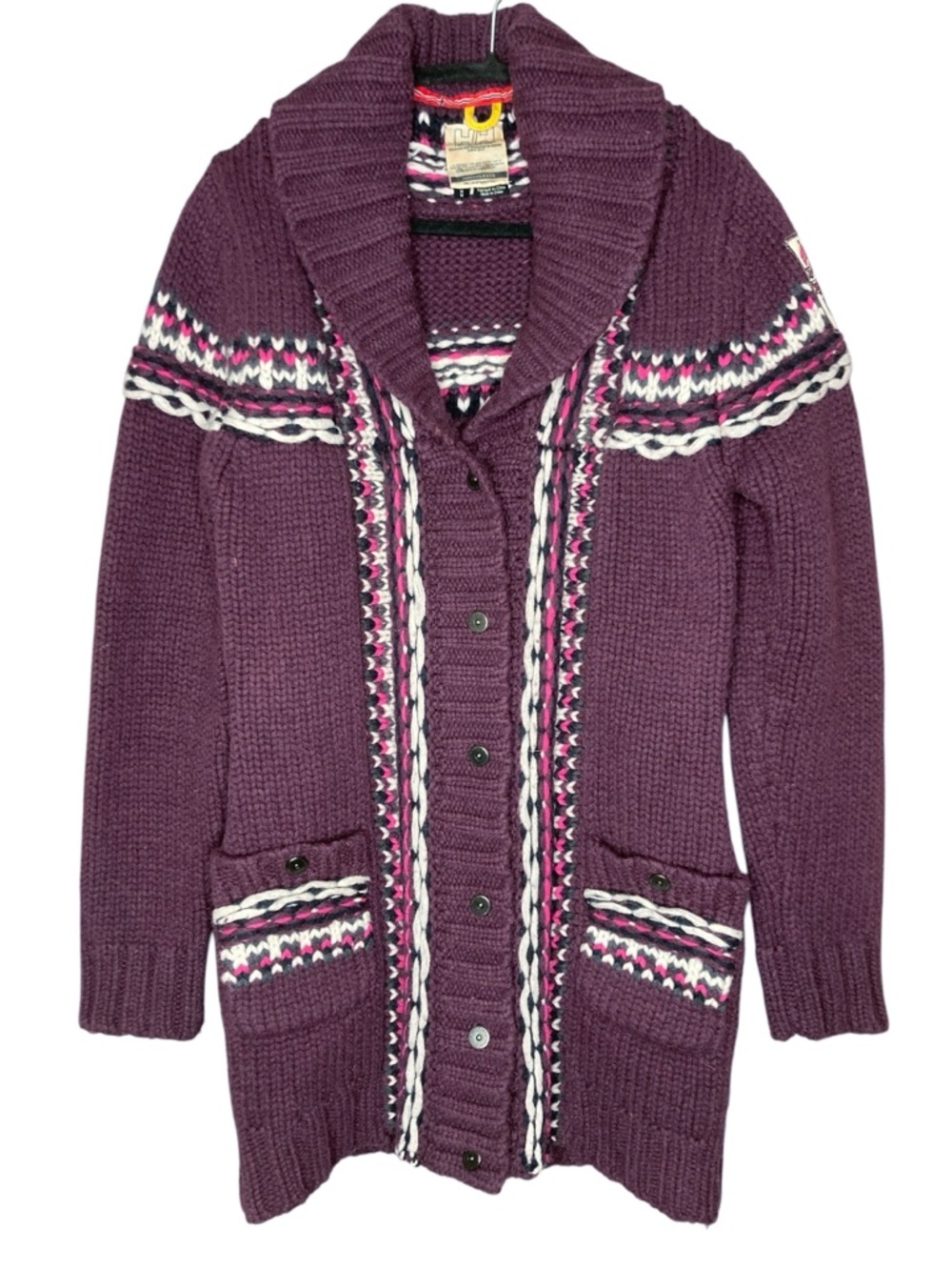 Women's Medium Helly Hansen Nordic Chunky Knit Cardigan Sweater Alpine Shawl
